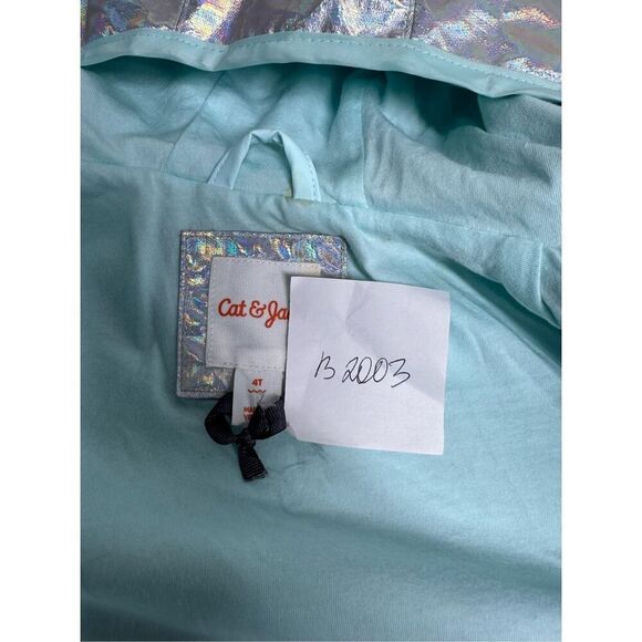 Cat & Jack Girl's Size 4T Button Up Holographic Wind/Water Resistant Jacket - Picture 11 of 11